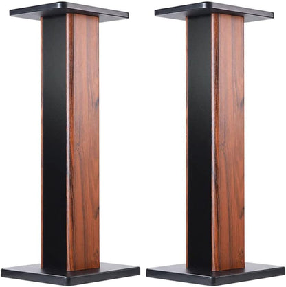 Speaker Stands Wood Grain Universal Floor Speaker Stands 24 Inch Floor Stand Mount Heavy Duty Surround Sound Speaker Stands for Home Theater with Sand Filling Tuning Function- 1 Pair