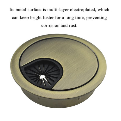 HAHIYO 2Pcs 2Inch/50mm Bronze Zinc Alloy Desk Grommet Wire Grommet Cable Management Cord Hole Cover Desk Wire Hole Insert Wire Organizer for Computer Office Home School Equipment Systems