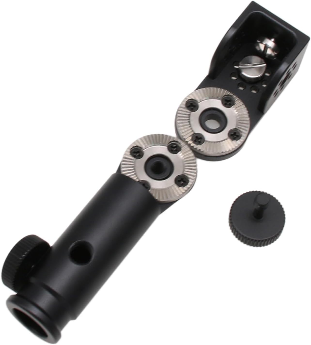 Tripod Mount Adapter and 3/8" 1/4" Bracket Block Cube 180 Swivel Rotation for Camera Video Monitor, Lens Motor, Microphone, Teradek Wireless System, Black