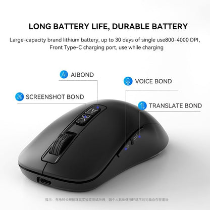 M4 Wireless Smart Ai Mouse For Pc Laptops,One-Touch Voice Input, Ai Assistant, Meeting Recording, Screenshot Translation, And Multi-Language Compatibility, Is A High-Performance Office Device.