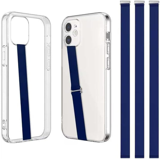 TEAMOLA 3pcs Silicone Phone Grip Holder Strap for iPhone 15/15 Pro/16/16 Pro & Samsung Galaxy S24/S23 - Anti-Slip Finger Loop for Case, Universal Phone Loops for Back of Cell Phones（230, 3 Navy）