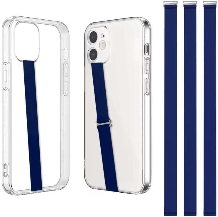 TEAMOLA 3pcs Silicone Phone Grip Holder Strap for iPhone 15/15 Pro/16/16 Pro & Samsung Galaxy S24/S23 - Anti-Slip Finger Loop for Case, Universal Phone Loops for Back of Cell Phones（210, 3 Navy）