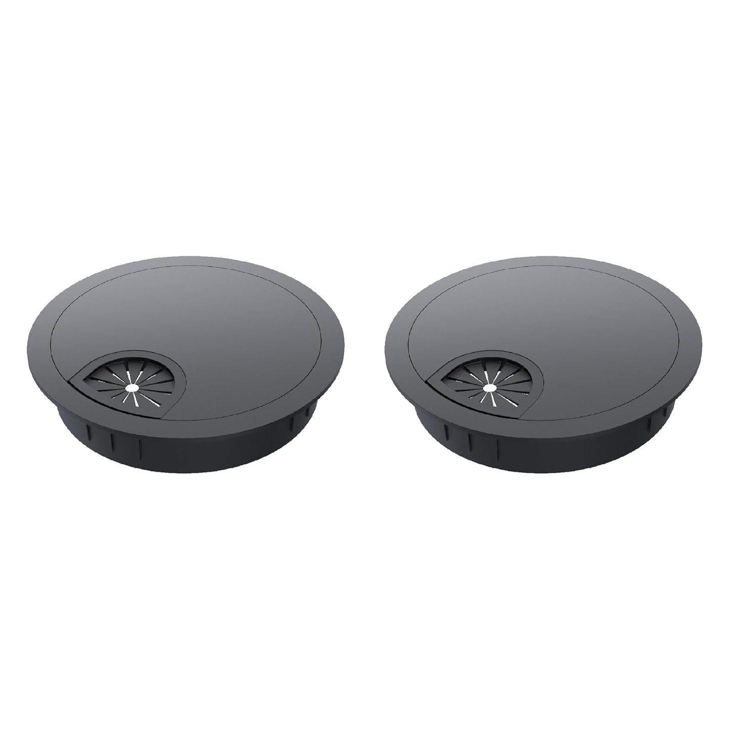 2 Pack Desk Grommet 2 Inch 50mm, Zinc Alloy Computer Desk Wire Hole Cover, Office Desktop Cord Cable Hole Metal Ring, Black