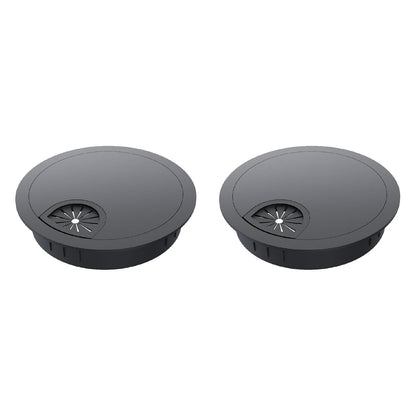 2 Pack Desk Grommet 3-1/8 Inch 80mm, Zinc Alloy Computer Desk Wire Hole Cover, Office Desktop Cord Cable Hole Metal Ring, Black