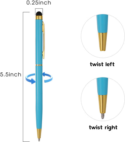 15 Pack Stylus Pens for Touch Screens Stylus Pen Compatible with Phone Tablets Kindle and Black Ink Ballpoint Pens-2 in 1 Stylists pens for Touch Screens (Gold)