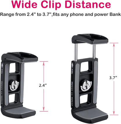 Power Bank Clamp Holder,Camera Cage,with 1/4" Screw,Cold Shoe Mount,Phone Holder Clip [Thick Case & Big Phones Friendly],Radar Detector Mount for Truck Compaitbale with Anker Power Bank