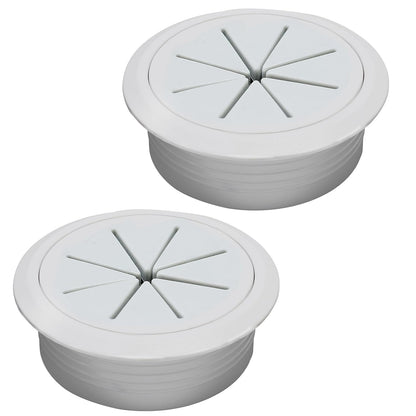Desk Grommet 2-1/16" (53 mm), Desk Hole Cover for Cables Grey, Cable Grommet ABS Plastic, Desk Hole Grommet for Office and Home Table Cable, Detachable & Flexible Cable Cord Organizer-2 Pcs