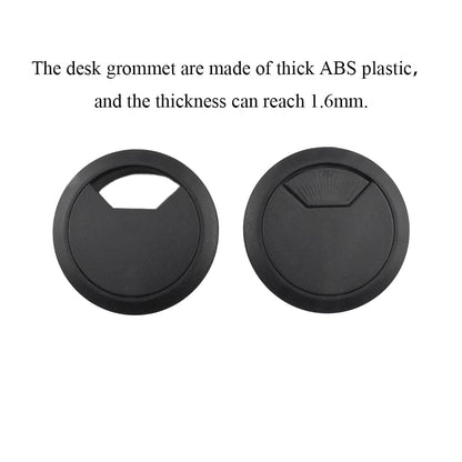 HAHIYO 2Pcs 2Inch/50mm Black ABS Plastic Sector-shaped Desk Grommet Wire Grommet Cable Management Cord Hole Cover Desk Wire Hole Insert Wire Organizer for Computer Office Home School Equipment Systems