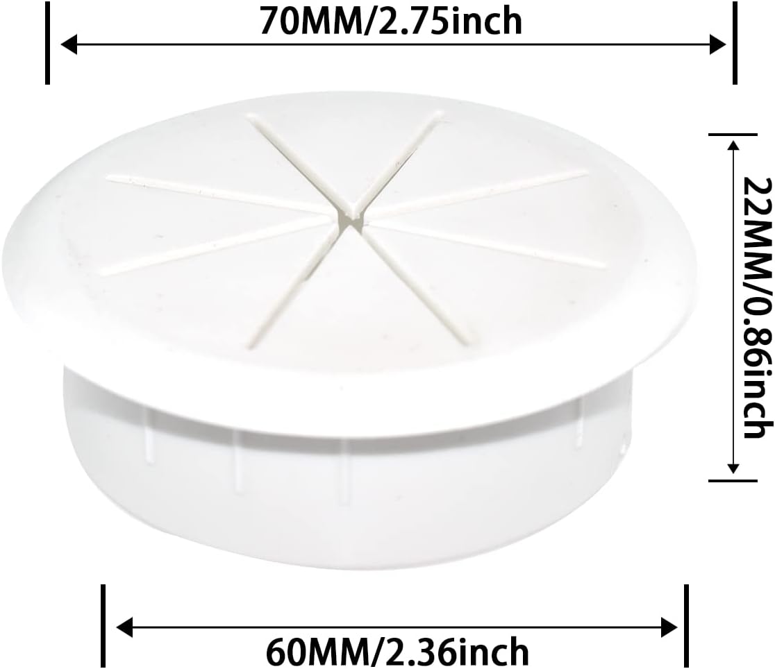 Aifeier ET 2-3/8 Inch (60mm) Flexible Desk Grommets Wire Cord Hole Cover Cable Organizer for Desktop Equipment Wiring Management and Protection