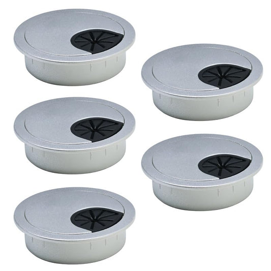 5 Pcs Desk Grommet 2-3/8" / 60 mm, Desk Cord Hole Cover, Cable Grommet ABS Plastic, Desk Hole Grommet for Home & Office Pc, Detachable Cable Cord Organizer-Silver Sand