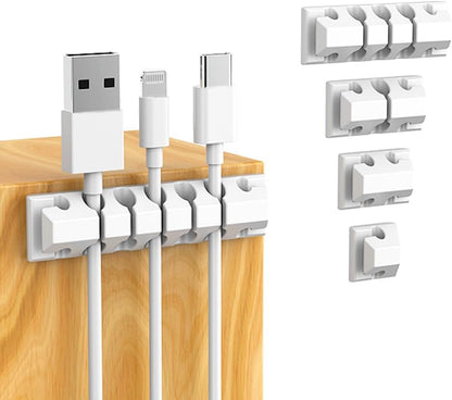 ELII 327PCS White Cable Management Kit 4 Cable Cable Sleeves, 65 Cable Clips with 13Cord Holders,20+5Roll Cable Organizer Straps,200 Fastening Cable Ties,20 Cable Zip Tie Mounts for Computer (White)