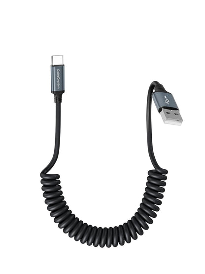 CableCreation Coiled USB C Cable, Coiled USB A to USB C Cable for Car Type C Charger Cable for Carplay & Android Auto Compatible with iPhone 16,15, Samsung Galaxy S24 / S23, Google Pixel, Tablet