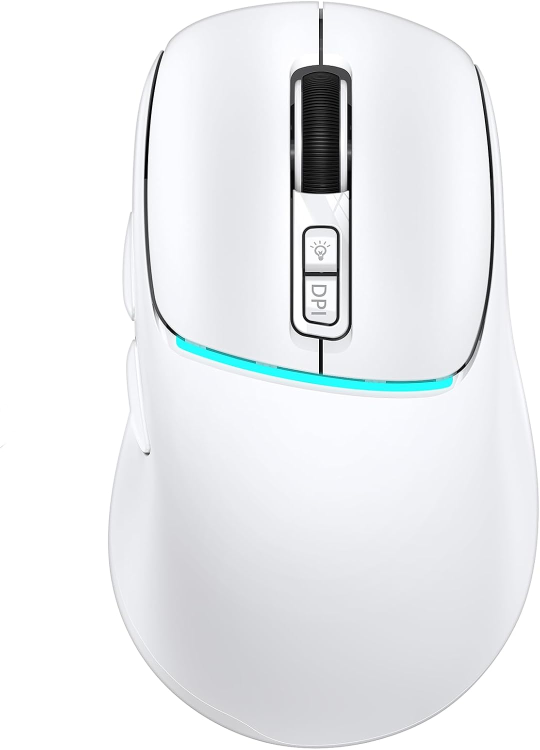 R108 Wireless Bluetooth Mouse – Dual Bluetooth ＆ 2.4GHz USB Receiver, 4 DPI Levels (1000–3200), USB-C Rechargeable, Ergonomic Right-Hand Grip, Silent Click, for Computer/Mac/Laptop - White