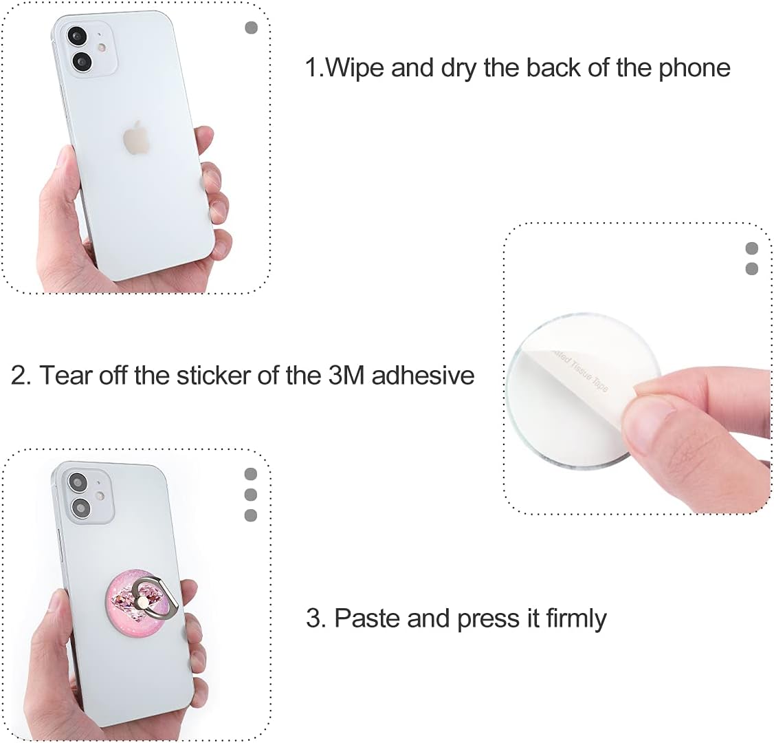 Bonoma Phone Ring Holder, 3 Pack Universal Finger Ring Stand Grip Kickstand Ring for All Smartphones (Diamond)
