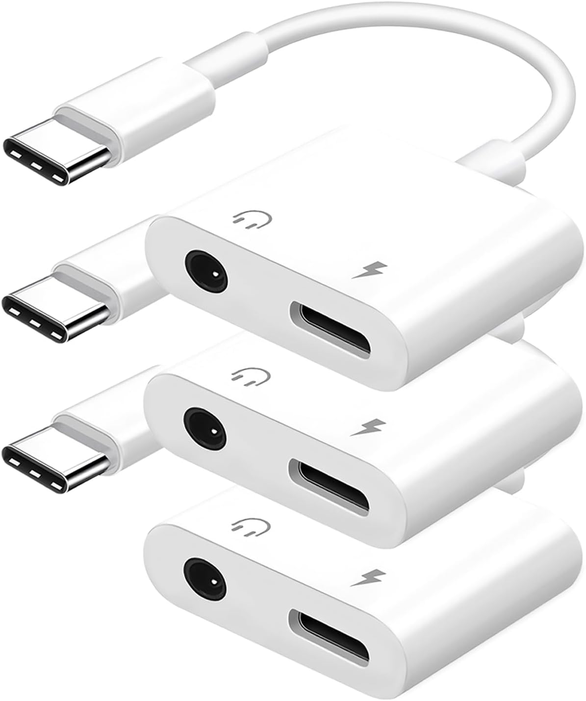 Seulliya USB C to 3.5mm Headphone Jack and Charger Adapter, 2-in-1 Audio & Fast Charging Splitter for Apple iPhone 17/16/15/Pro/Pro Max, iPad, Samsung, Pixel, and More 3Pack