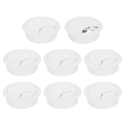 uxcell 8 Pcs 50mm (1.97 Inch) Desk Grommet, Plastic Cable Hole Cover, Wire Cord Cable Organizer for Home Office Computer Desk Cabinet, White