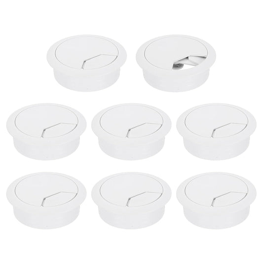 uxcell 8 Pcs 50mm (1.97 Inch) Desk Grommet, Plastic Cable Hole Cover, Wire Cord Cable Organizer for Home Office Computer Desk Cabinet, White