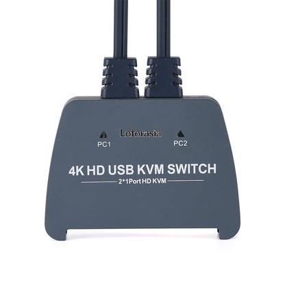 HDMI KVM Switch 1 Monitor 2 Computers,4K@60Hz KVM Switcher with 2 HDMI Cable and USB Ports for 2 Computers Share Keyboard Mouse Printer, Include Desktop Controller
