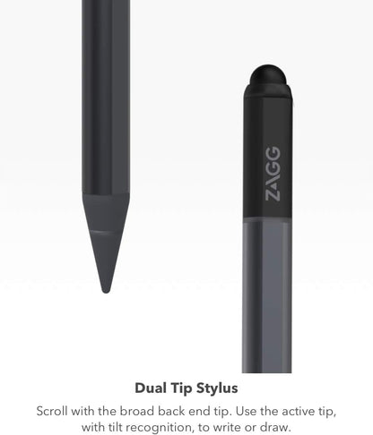ZAGG Pro Stylus with Active & Capacitive Tips, Palm Rejection, Tilt Recognition, Instant Bluetooth Pairing, Compatible with iPad Pro 11/12.9 (3,4, & 5 Gen)/Air 10.9/iPad 10.2/9.7/Mini 5
