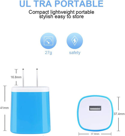 Single Port Wall Charger with USB Cord for Android Phone Compatible for Samsung Galaxy S7/S6 Edge /A10/J7 Prime / J7 v /J7 Sky Pro, Moto E6/E5 Plus/E5 Play/G5S Plus/E4/X/G, LG K10/K20/K30/V10/G3/G2/Q6