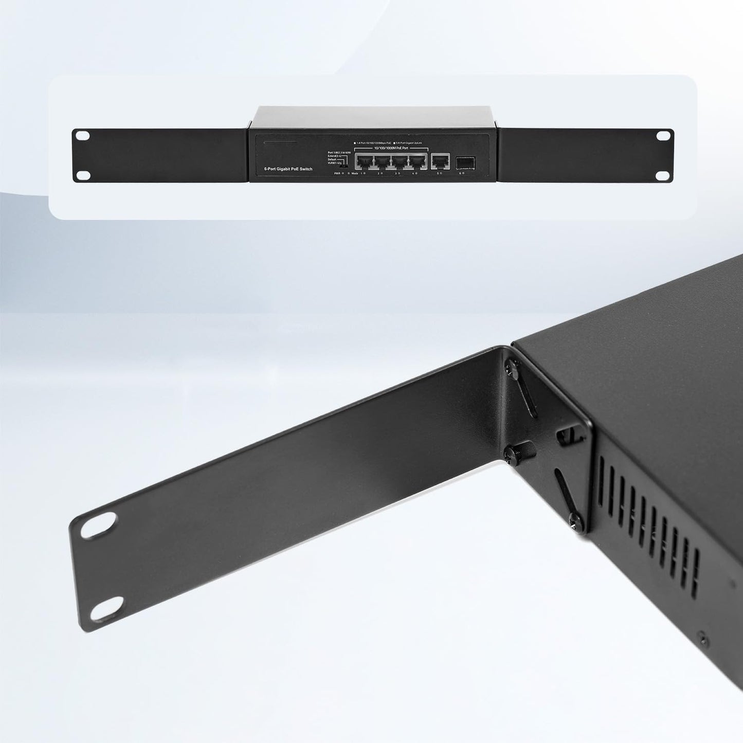 Rack Mount Kit for 8.7 inch Switches, Adjustable Rack Ears for Netgear, Cisco, D-Link, TRENDnet and HP Products, Mount 8.7" Wide to 19" Equipment, Adjustable Hole Distance 14-30mm