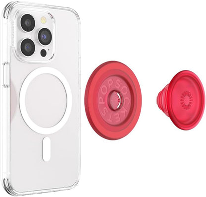 PopSockets Phone Grip for MagSafe with Kickstand, Magnetic Stand, Swappable Top, Secure Hold for iPhone MagSafe Cases, Phone & Tablet Grip - Blanchette Red