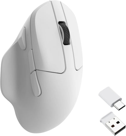 Keychron M7 Wireless Computer Mouse, 26K DPI Optical Computer Mouse, 2.4 GHz/Bluetooth/Wired with Macro Button 63g Lightweight Ergonomic, Up to 70 Hours Worktime for Laptop macOS/Windows - White