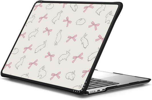 CASETiFY Impact MacBook Air 13.6" (M2-M4) Case [Cushioned Impact Corners/Scratch-Resistant/Anti-Slip Grip] - Rabbit Ribbon - Clear Black