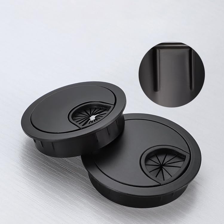 Desk Grommet for Wire Organizer,PC Computer Desk Plastic Grommet Cord, Tidy Cable Hole Cover Organizers,2 Pack (60mm, Black)