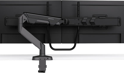 Dual Monitor Arm Desk Mount with Gas Spring & USB Charging, Fits 17–32” inches Screens up to 33 lbs, VESA 75x75/100x100, Crossbar Handle for Easy Adjustment, Black, Dual