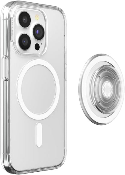 PopSockets iPhone 15 Pro Case with Round Phone Grip Compatible with MagSafe, Phone Case for iPhone 15 Pro, Wireless Charging Compatible - Clear