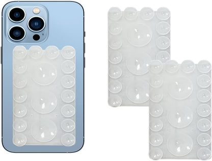 2024 Upgrade 2PCS Silicone Suction Cup Phone Case Adhesive Mount,Adhesive Grip, Sticky Suction Cup Phone Holder & Suction Phone case Holder TikTok & Selfies (Transparent, 3+16 Single Sided)