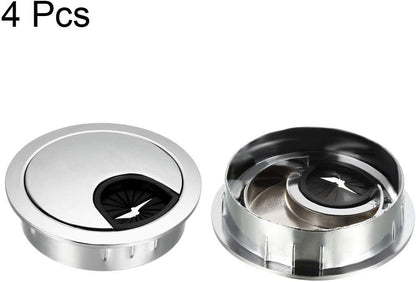 uxcell Cable Hole Cover, 2Inch/50mm Zinc Alloy Desk Wire Cord Cable Grommets Hole Cover for Office PC Desk Cable Cord Organizer, 4Pcs Bright Silver