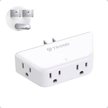 TROND Outlet Extender Surge Protector - Multi Plug Wall Outlet with 4 Grounded Sockets, 3 Way Angled Plug Adapter, 900J, Electrical Wall Splitter for Home Office Travel Dorm Room, White