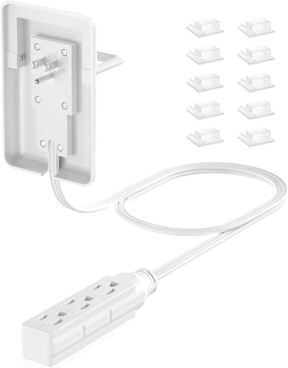 6FT Ultra Flat Plug Extension Cord with 3 Outlets, Ultra-Thin Outlet Cover Power Bar, Universal Size Flat Plug Power Strip, Child & Pet Safe, 1625W