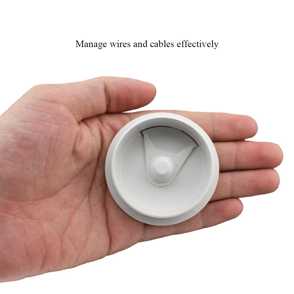 HAHIYO 2Pcs 2Inch/50mm White ABS Plastic Sector-shaped Desk Grommet Wire Grommet Cable Management Cord Hole Cover Desk Wire Hole Insert Wire Organizer for Computer Office Home School Equipment Systems
