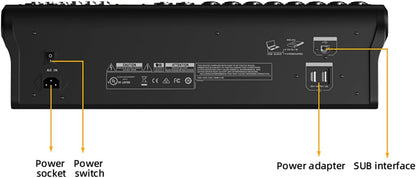 Audio Mixer Bluetooth G-MARK Professional Mixer Usb Interface Sound Board Console System 16 Channel Digital MP3 Computer Input 48V Phantom Power Stereo DJ 24-Bit SPX Effects Mixing Console