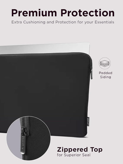 Lenovo Basic Laptop Sleeve 15.6 Inch Notebook/Tablet Compatible with MacBook Air/Pro Neoprene Material - Soft Fleece Lining - Zippered Top Opening - Black