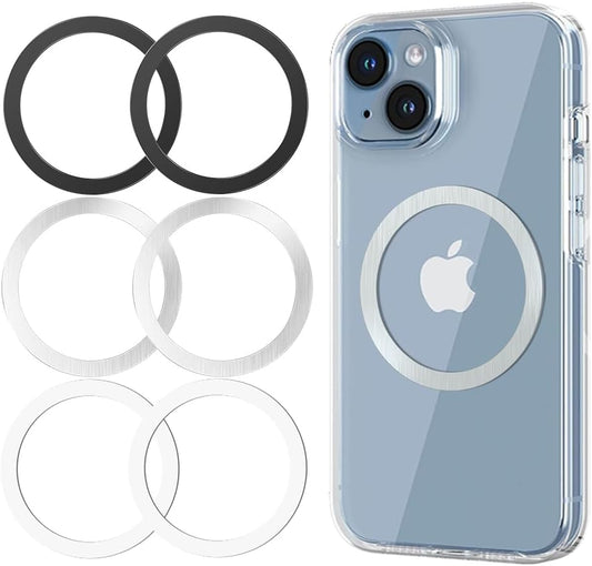 Metal Rings 6PCS,Ultra-Thin(0.4mm) for MagSafe Sticker,Magnetic Adapter,Phone Cases & Wireless Charger,Compatible with iPhone 16/15/14/13/12,Galaxy S24/S23/S22/Kindle,for Mag Safe Accessories