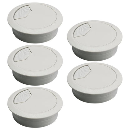 5 Pcs Desk Grommet 2-1/16" / 53 mm, Desk Cord Hole Cover, Cable Grommet ABS Plastic, Desk Hole Grommet for Home & Office Pc, Detachable Adjustable Cable Cord Organizer-Light Grey