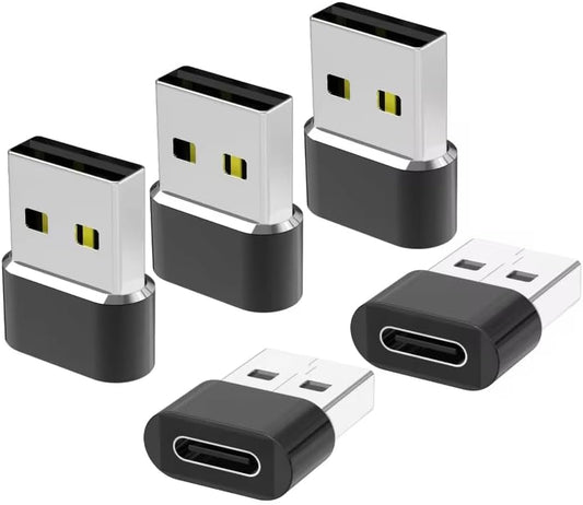 USB C to USB Adaptor 5 Pack,USB to USB C Adapter,Type C Male to A Female Charger Converter Kit Connectors for Laptops, Phones, Tablets, Computers, Electronics