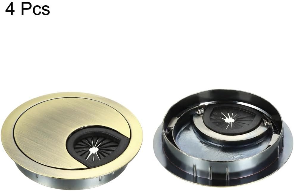 uxcell Cable Hole Cover, 2.4Inch/60mm Zinc Alloy Desk Wire Cord Cable Grommets Hole Cover for Office PC Desk Cable Cord Organizer, 4Pcs Bronze Tone