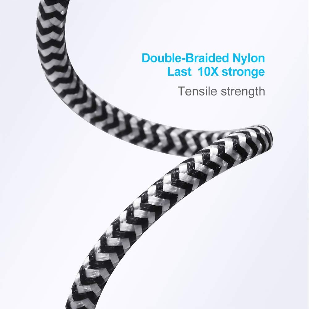 UYOUNG iPhone Charger Cable 3Pack 6FT [Apple MFi Certified] USB to Lightning Cable Nylon Braided Heavy Duty Fast Charging Cord Compatible with iPhone 14/13/12/11/SE/X/XS/XR/8/7/6/6S/iPad - Black