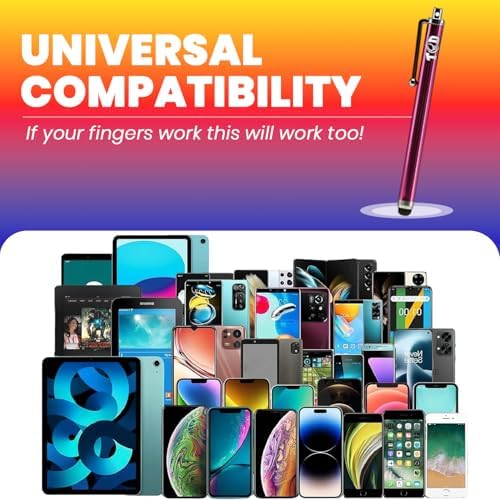 TCD 100 Pack Capacitive Universal Stylus Pens – Premium Colorful Long Metal Smart Pen for iPad, iPhone, Android, Samsung Tablet & All Touchscreen Devices