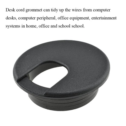 HAHIYO 2Pcs 2Inch/50mm Black ABS Plastic U-Shaped Desk Grommet Wire Grommet Cable Management Cord Hole Cover Desk Wire Hole Insert Wire Organizer for Computer Office Home School Equipment Systems