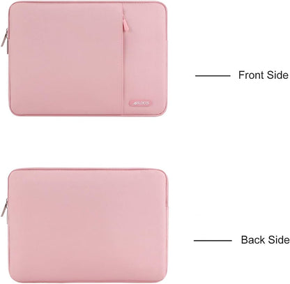 MOSISO Laptop Case 14 inch, 14 inch Laptop Sleeve Compatible with HP Lenovo Dell ASUS Acer, HP Stream, Dell Latitude, Lenovo IdeaPad, Polyester Vertical Computer Sleeve Bag with Pocket, Pink