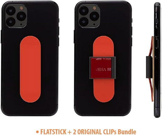 Momostick Flatstick, Cell Phone Finger Grip Strap Holder for Hand, Cell Phone Stand, New Slim Finger Loop Selfie Grip Compatible with Most Smartphones