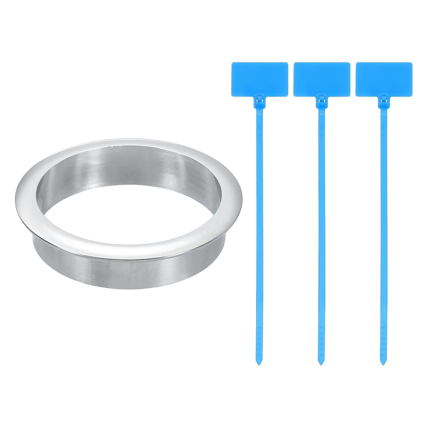 uxcell Desk Grommet, 2-3/4" (70mm) Zinc Alloy Cable Hole Cover Wire Cord Organizer with Marked Cable Ties for Home Office Desktop Wire, Silver Tone