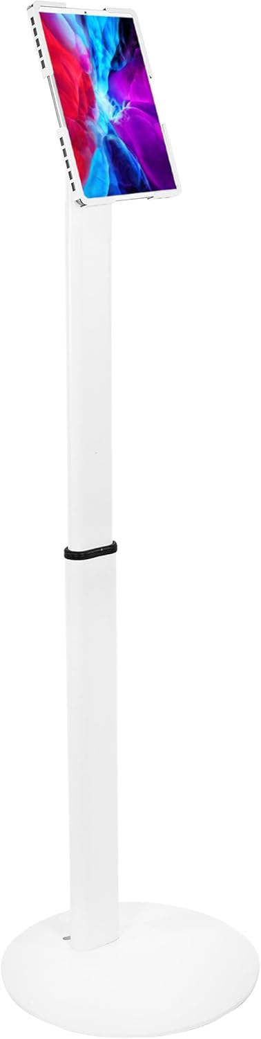 Mount-It! Universal Tablet Floor Kiosk | Theft-Deterrent Tablet Stand | Adjustable Kiosk Floor Mount for iPad, Galaxy & Surface Tablets (White)