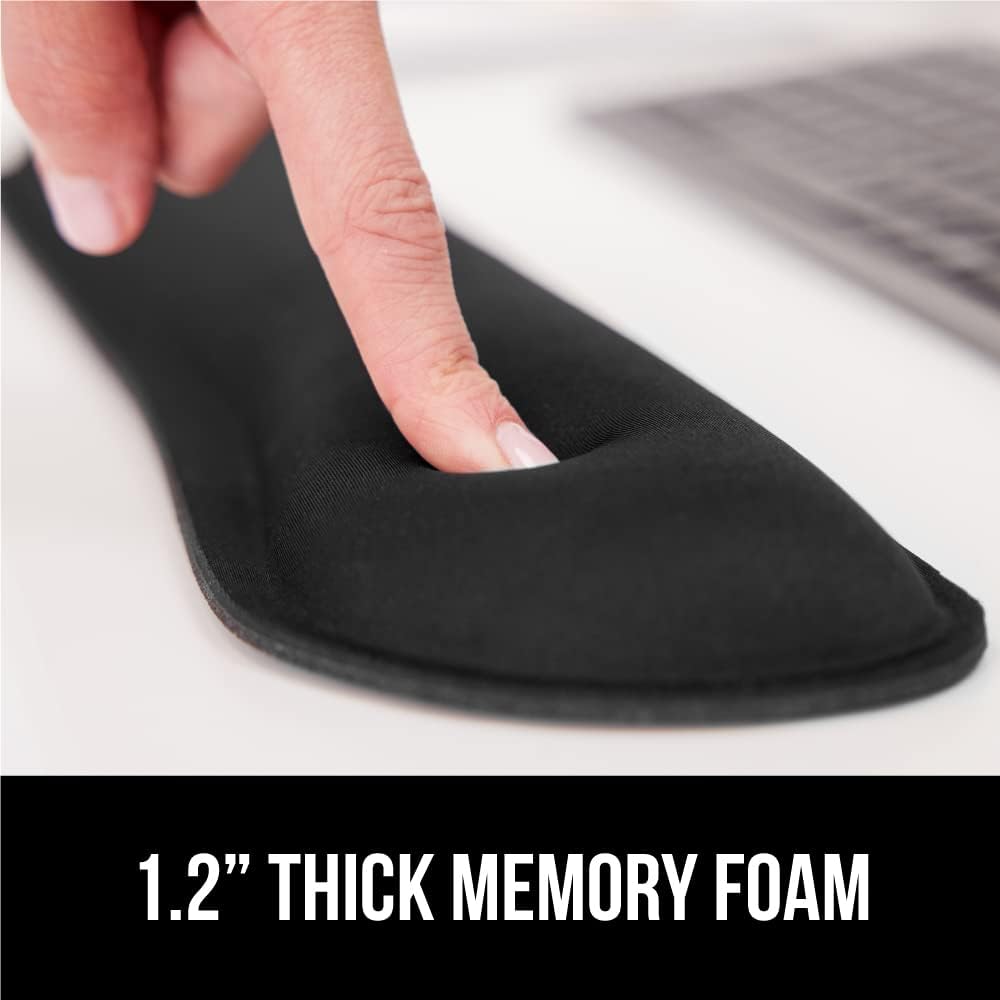GORILLA GRIP Silky Memory Foam Wrist Rest for Computer Keyboard, Mouse, Ergonomic Design for Typing Pain Relief, Desk Pads Support Hand and Arm, Mousepad Rests, Stain Resistant, 2 Piece Pad, Black
